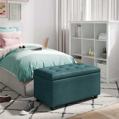 NicBex Upholstered Storage Bench with Safety Hinge, Multi-Functional Entryway Bench with Nailhead Trim for Family Room, Living Room