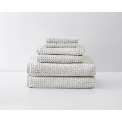 Northern Pacific Beige Cotton Waffle Textured 6-Piece Towel Set