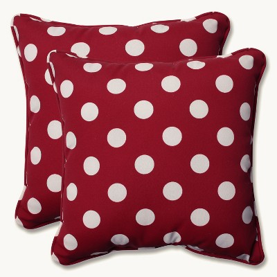 18.5x18.5 Geometric 2pc Square Outdoor Decorative Throw Pillows -  Red/White - Pillow Perfect