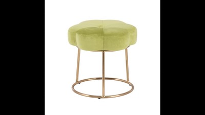 Seraphina Gold Plated Base Light Green Velvet Vanity Stool