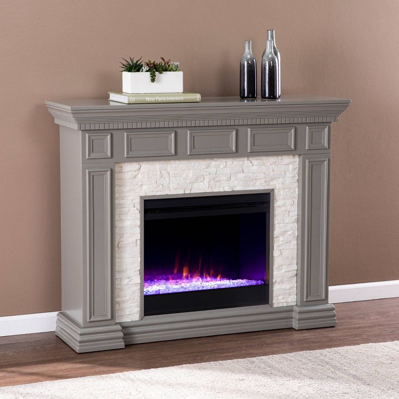 Brothye Fireplace with Faux Stone Gray - Aiden Lane, 5 of 14
