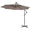 Costway 10FT Cantilever Solar Powered 32LED Lighted Patio Offset Umbrella Outdoor Red\Beige\Coffee\Blue\Navy - 2 of 4