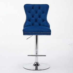 COWLOWN Set of 2 Luxury Swivel Bar Stools, Velvet Upholstery, Tufted Diamond Design for Kitchen & Bar - 1 of 4