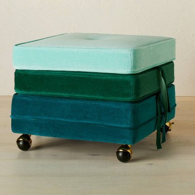 Marin Stackable Pouf with Casters Blue/Green Gradient - Opalhouse™ designed with Jungalow™