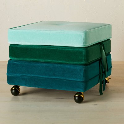 Marin Stackable Pouf with Casters Blue/Green Gradient - Opalhouse™ designed  with Jungalow™