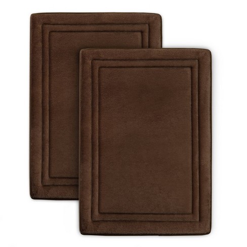 2pc Quick Drying Memory Foam Framed Bath Mat With Griptex Skid