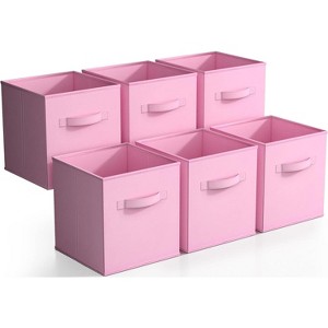 Sorbus 11 Inch 6 Pack Foldable Fabric Storage Cube Bins with Handles - for Organizing Pantry, Closet, Nursery, Playroom, and More - 1 of 4