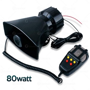Zone Tech 80W Car Siren Loud Electric Horn Sound with PA Microphone System - Hooter/Fire Alarm/Ambulance/Traffic Emergency - 1 of 4