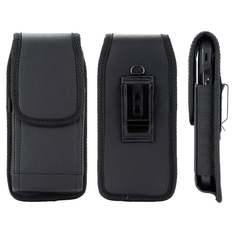 Nakedcellphone Vegan Leather Case Pouch with Clip and Belt Harness for Samsung Galaxy Z Fold 5 4 3 2 - Black, 2 of 8