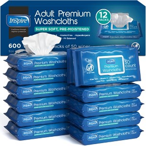 Inspire Adult Wet Wipes, Adult Wash Cloths, Adult Wipes for Incontinence & Cleansing for Elderly, 8"x12" - 1 of 4
