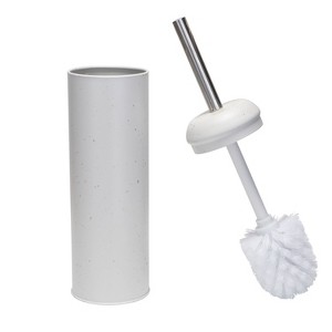 ELLE DECOR Modern Metal Toilet Bowl Brush with Speckles White : Microfiber, Machine Washable, Non-Slip Backing - 1 of 4