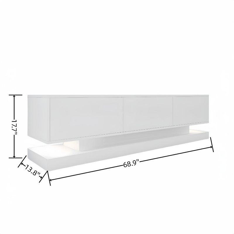 Modern TV Stand for 65 inch TV with 4 Drawers and 16 colors RGB Led Light, High Gloss TV Cabinet and Media Console - The Pop Home, 5 of 9