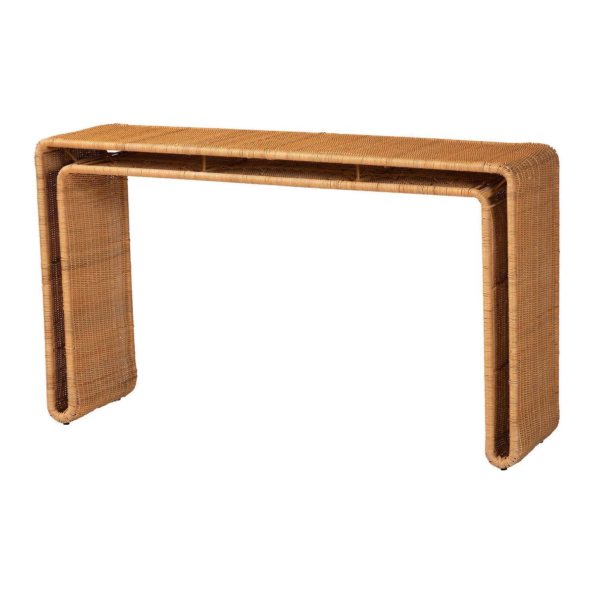bali & pari Nevada Bohemian Rattan Console Table Light Honey
