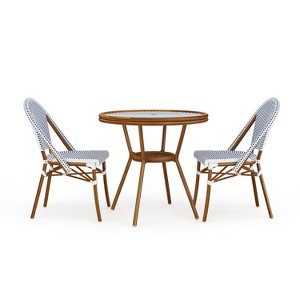 Martha Stewart Lily Pond Indoor-Outdoor Bistro Dining Table with 2 Stackable Bistro Chairs - 1 of 4