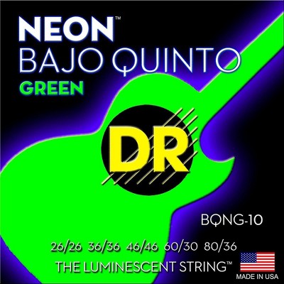 DR Strings Bajo Quinto Neon Green Coated 10 String