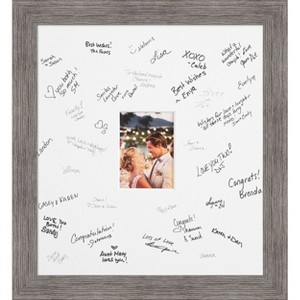 Pinstripe Signature Mat Picture Frame – Guest Book Alternative for Weddings, Graduations, or Retirement – Autograph Photo Mat for Signature Board - 1 of 4