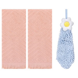 REGALWOVEN 3 Pcs Bathroom Soft and Absorbent Decorative Hand Towel - 1 of 4