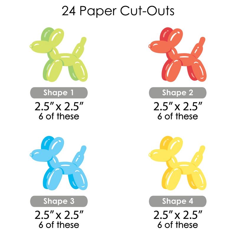 Big Dot of Happiness Balloon Animals - DIY Shaped Happy Birthday Party Cut-Outs - 24 Count, 3 of 8