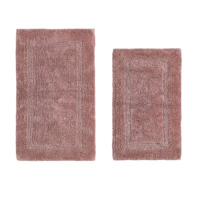 Lux Premium 100% Cotton Tufted Solid Reversible 2 PC Bath Rug Set – Ultra-Soft, Water-Absorbent, Durable, Machine Washable Bathroom Rug