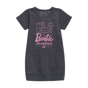 - Barbie - The Dreamhouse 60th Anniversary Graphic Short Sleeve Fleece Dress - 1 of 2