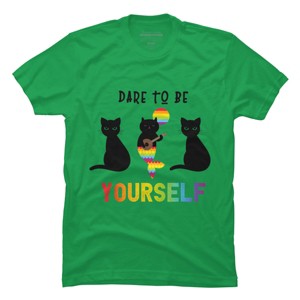 Adult Design By Humans Dare To Be Yourself Pride Cat Mermaid By Avocato T-Shirt - 1 of 2