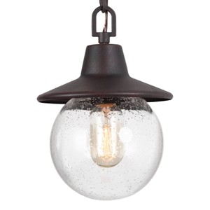 Globe Glass/Metal Outdoor Pendant Lamp Rusty - LNC: Seedy Glass, Nautical Lantern, ETL Listed - 1 of 4