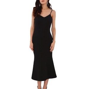 INSPIRE CHIC Women's Sleeveless Spaghetti Strap Ruffled Cocktail Party Midi Bodycon Dress - 1 of 4