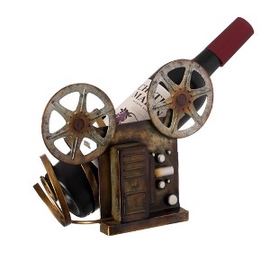 Vintiquewise Decorative Bronze Metal Vintage Single Bottle Film Projector Wine Holder for Tabletop or Countertop - 1 of 4