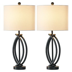 Maxax Black Table Lamp, Curved Iron Frame Desk Lamp for Bedroom Nightstand, Living Room - 1 of 4