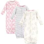 Touched by Nature Baby Girl Organic Cotton Zipper Long-Sleeve Gowns 3pk