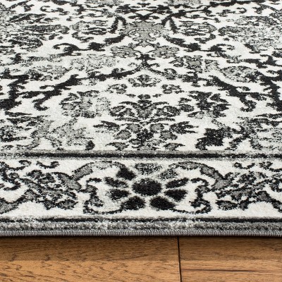 Gray and Ivory Hand-Knotted Reversible Synthetic Area Rug