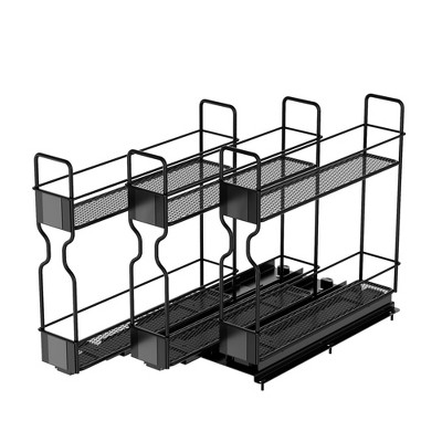 Pull Out Spice Rack Organizer for Cabinet,with Labels,7.7" W x10.75 D x10 H, 3 Drawers 2-Tier