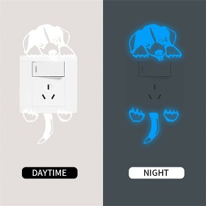 PET Luminous Switch Stickers - Glow in the Dark, Removable, Decorative, Cat and Dog Patterns, Fairy Design - 1 of 4