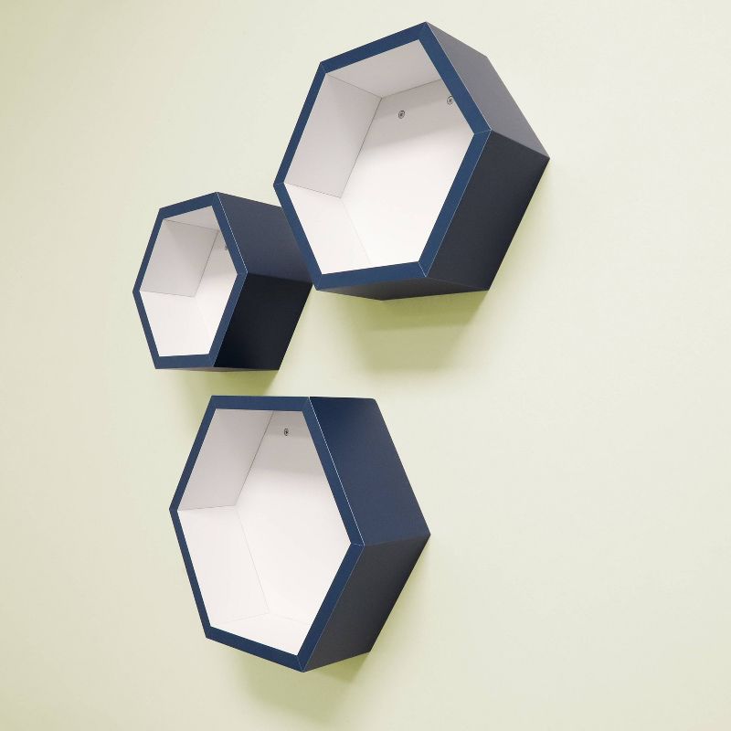 8" x 10" x 12" Set of 3 Hexagon Shelves for Kids' Room - InPlace, 3 of 8