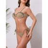 INSPIRE CHIC Women's Contrast Color Ribbed Bikini Sets, Triangle Bottom Swimwear Bathing Suits 1 Set - 2 of 4