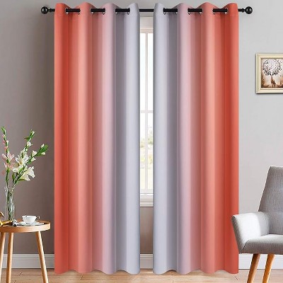 Yakamok Greyish White and Coral Ombre Curtains(52x84 Inch, 2 Panels)