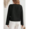 Coolmee Women's Bow Tie Front Tops Casual Lace Up Bow Shirts Hollow Out V Neck Long  Sleeve Blouses - 4 of 4