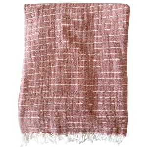 Desert Red Striped Turkish Cotton Crinkled Throw - 1 of 4