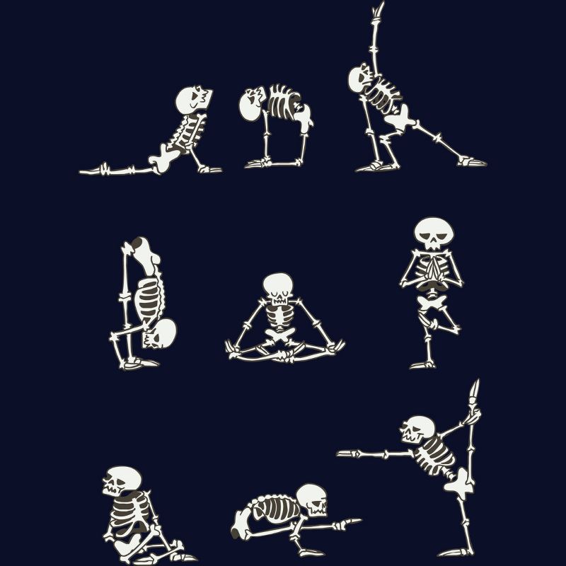 Junior's Design By Humans Skeleton Yoga By huebucket T-Shirt, 2 of 4