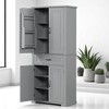 Tall Bathroom Storage Cabinet with Doors and Drawer, Adjustable Shelf, MDF Cabinet Organizer with Rack, Anti-Tip Device - 4 of 4
