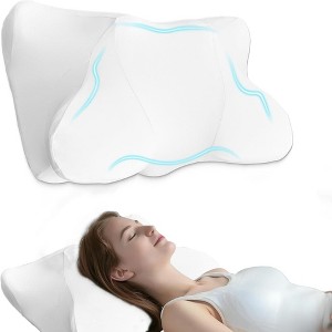 Sevobal Bed Pillows, Cervical Pillow with Ergonomic Support, Gusset Bed Pillows for Back, Stomach or Side Sleepers, White, 28.74"*14.5" - 1 of 4