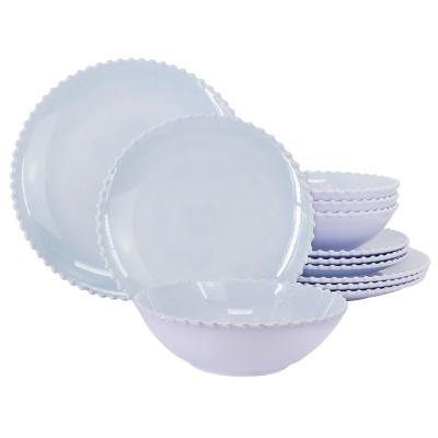 Gibson 12 Piece Melamine Embossed Dots Dinnerware Set