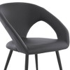 Armen Living Set of 2 Elin Faux Leather and Black Metal Dining Chairs Gray: Curved Back, Foam-Filled, Armless Design - 4 of 4