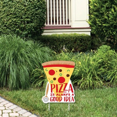 Big Dot of Happiness Pizza Party Time - Outdoor Lawn Sign - Baby Shower or Birthday Party Yard Sign - 1 Piece