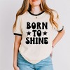 Simply Sage Market Women's Born To Shine Stars Short Sleeve Ringer Tee - 2 of 4