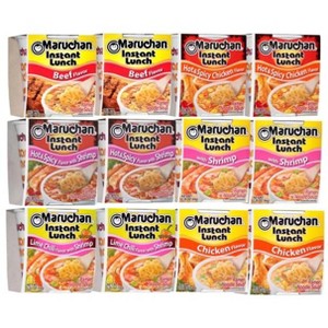 Maruchan 12 Count Ramen Instant Noodle Soup Cups 2 Chicken, 2 Shrimp, 2 Beef, 2 Hot & Spicy Chicken, 2 Hot & Spicy Shrimp & 2 Lime Chili Shrimp Flavor - 1 of 3