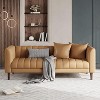 Faux Leather Sofa Couch, Modern 78" W Sofa with Deep Seats, 3 Seater Sofa Couch with 2 Throw Pillows and Wood Legs, Easy Assembly - 3 of 4