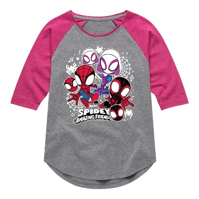 Marvel Spidey Friends Stickers  - Athletic Heather/Fuchsia - 3T