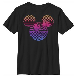 Boy's Disney Mickey Mouse Neon Palm Trees Silhouette T-Shirt - 1 of 4