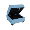 Home Imports Emporium Deluze Linen Ottoman in Robin Egg Blue - 4 of 4
